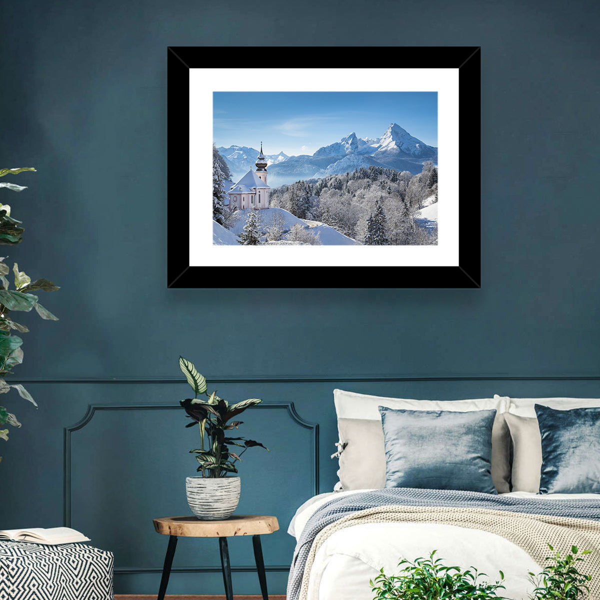 Maria Gern Church and Watzmann in Winter Wall Art