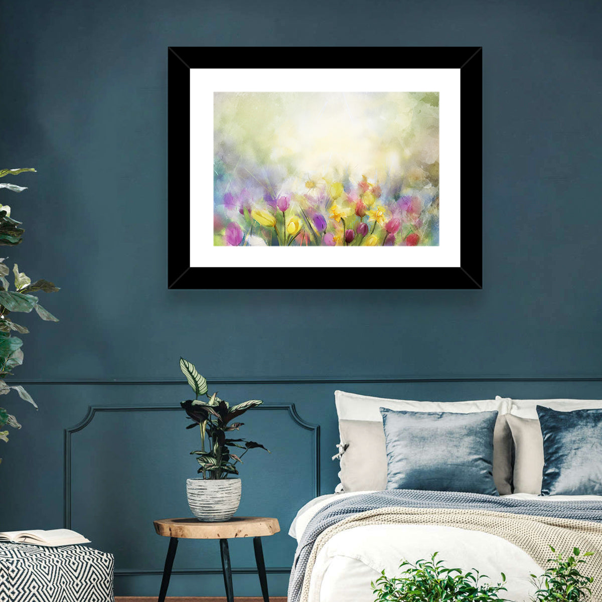Soft Focus Tulip Meadow Wall Art in a room, landscape