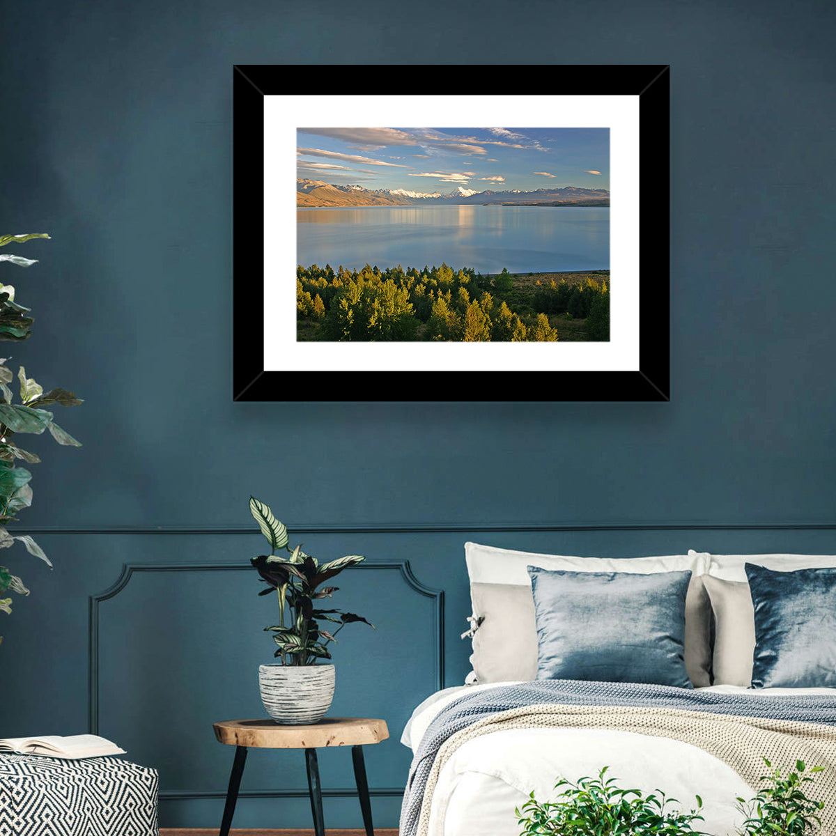 Lake Pukaki Reflections with Mount Cook Wall Art in a room, landscape