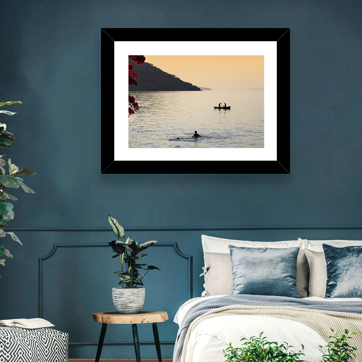 Lake Malawi Golden Hour Wall Art in a room, landscape