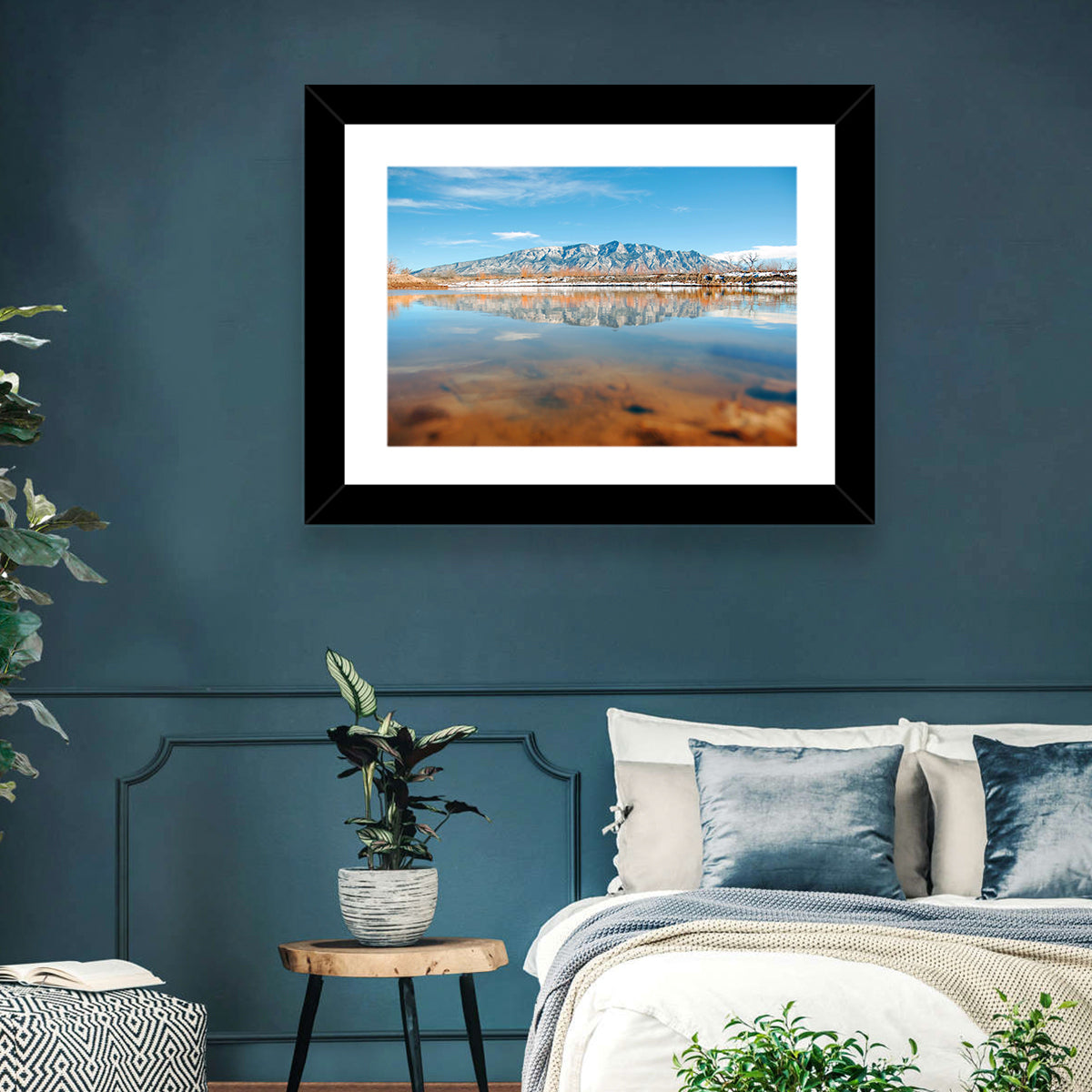 Rio Grande at Sandia Mountains Wall Art in a room, landscape