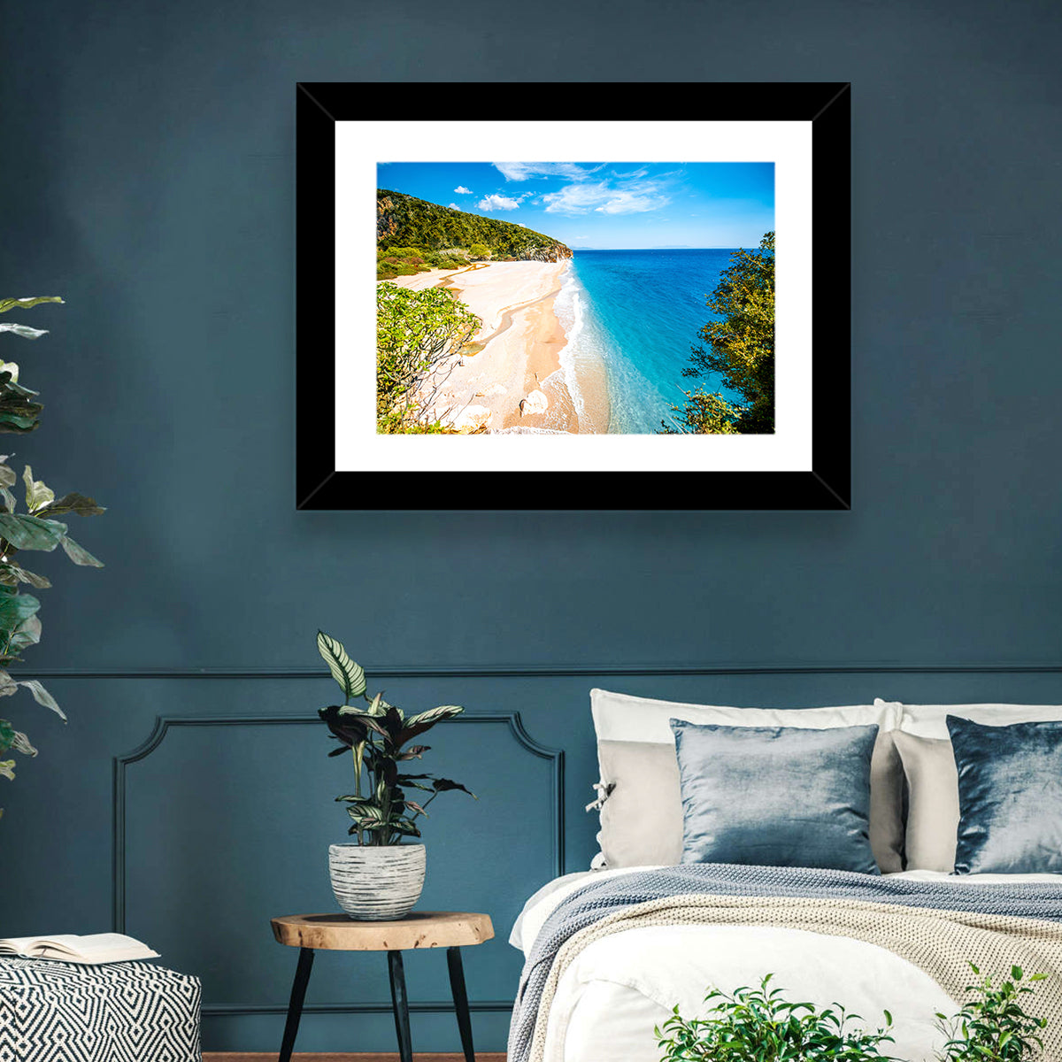 Mylopotamos Turquoise Beach Wall Art in a room, landscape