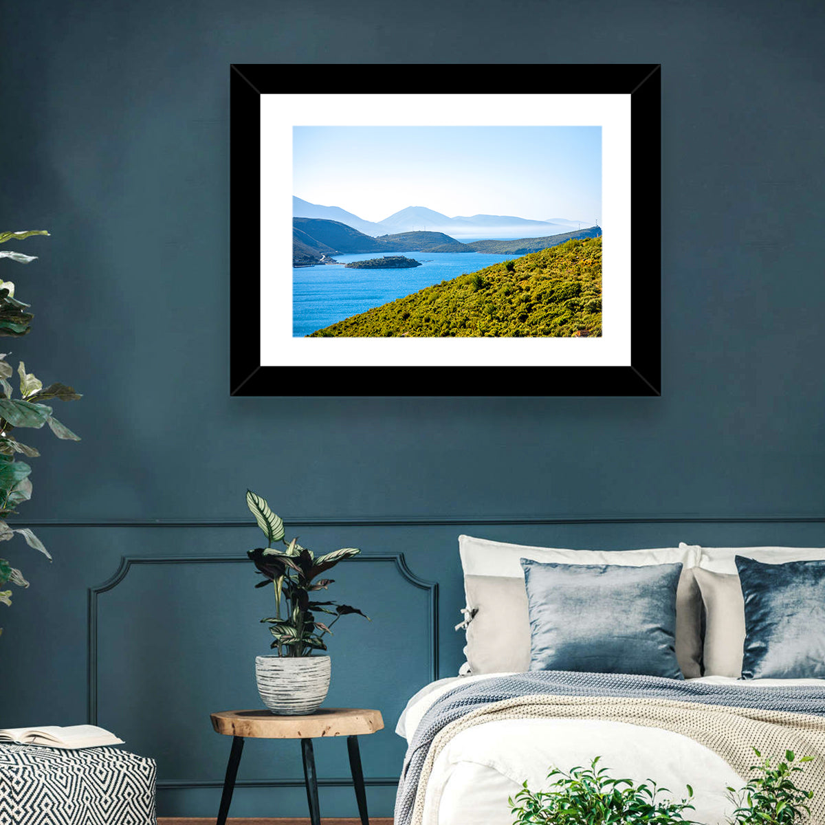Porto Palermo Bay with Ali Pasha Castle Wall Art in a room, landscape
