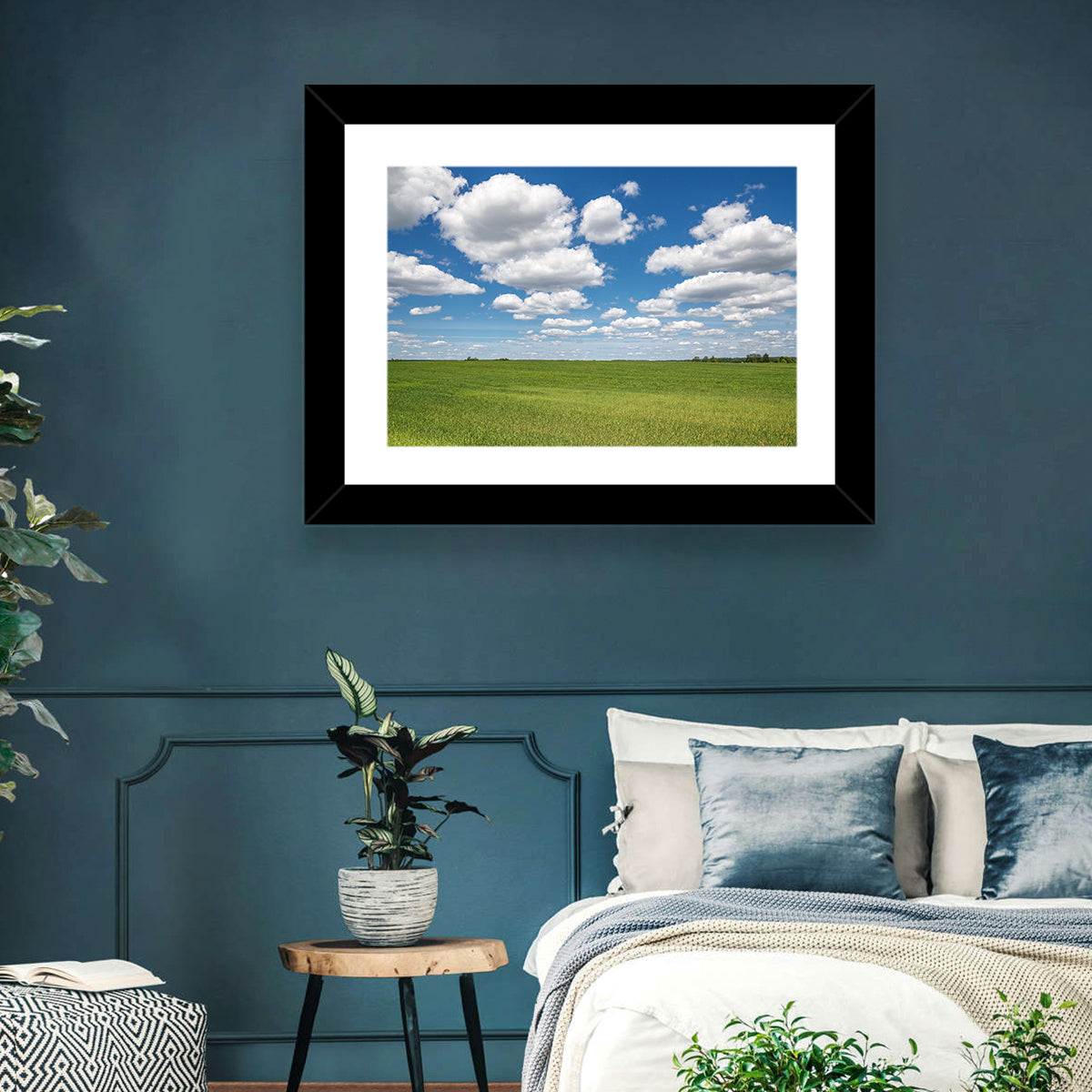 Cloud Filled Sky Over Meadow Wall Art