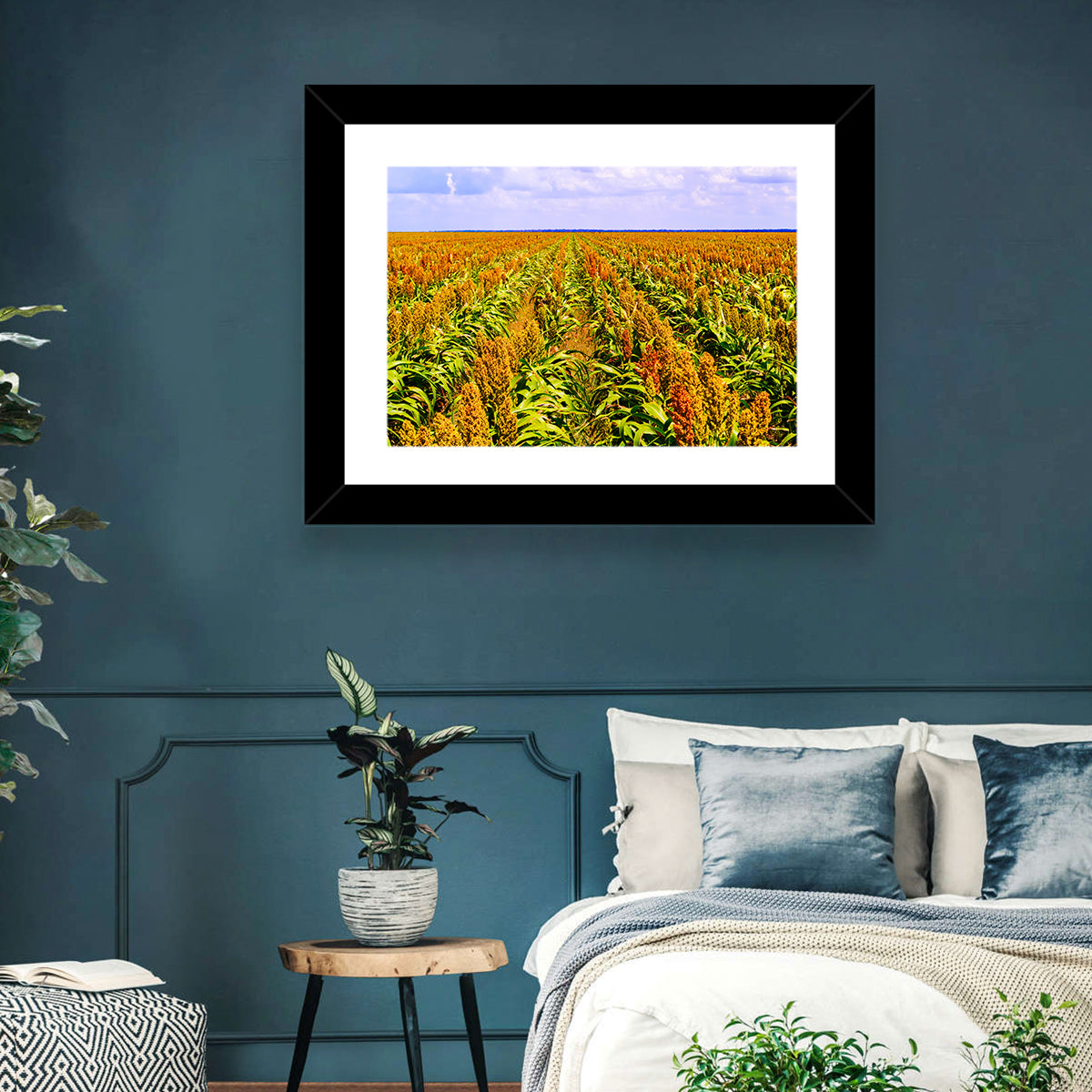 Sorghum Field Wall Art in a room, landscape