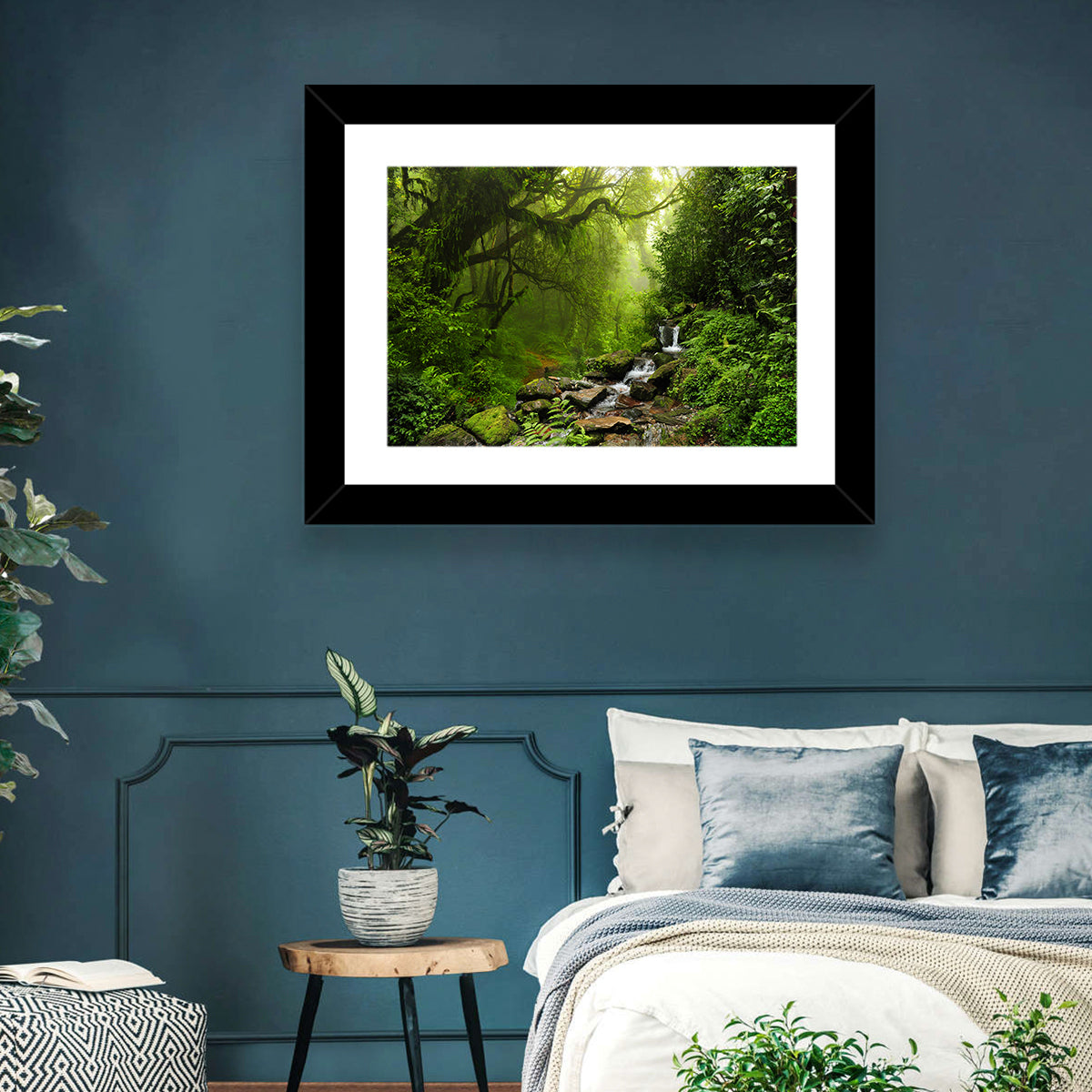 Annapurna Jungle Stream Wall Art in a room, landscape