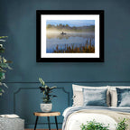 Misty Lake Fisherman Wall Art