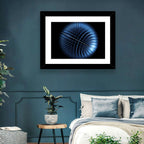 Glowing Blue Textured Sphere Wall Art