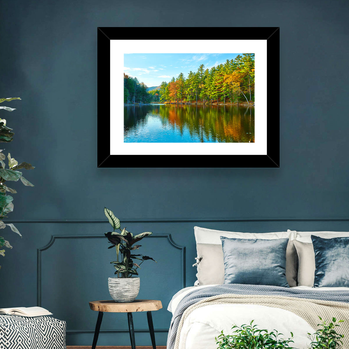 White Mountain Forest Reflections Wall Art in a room, landscape
