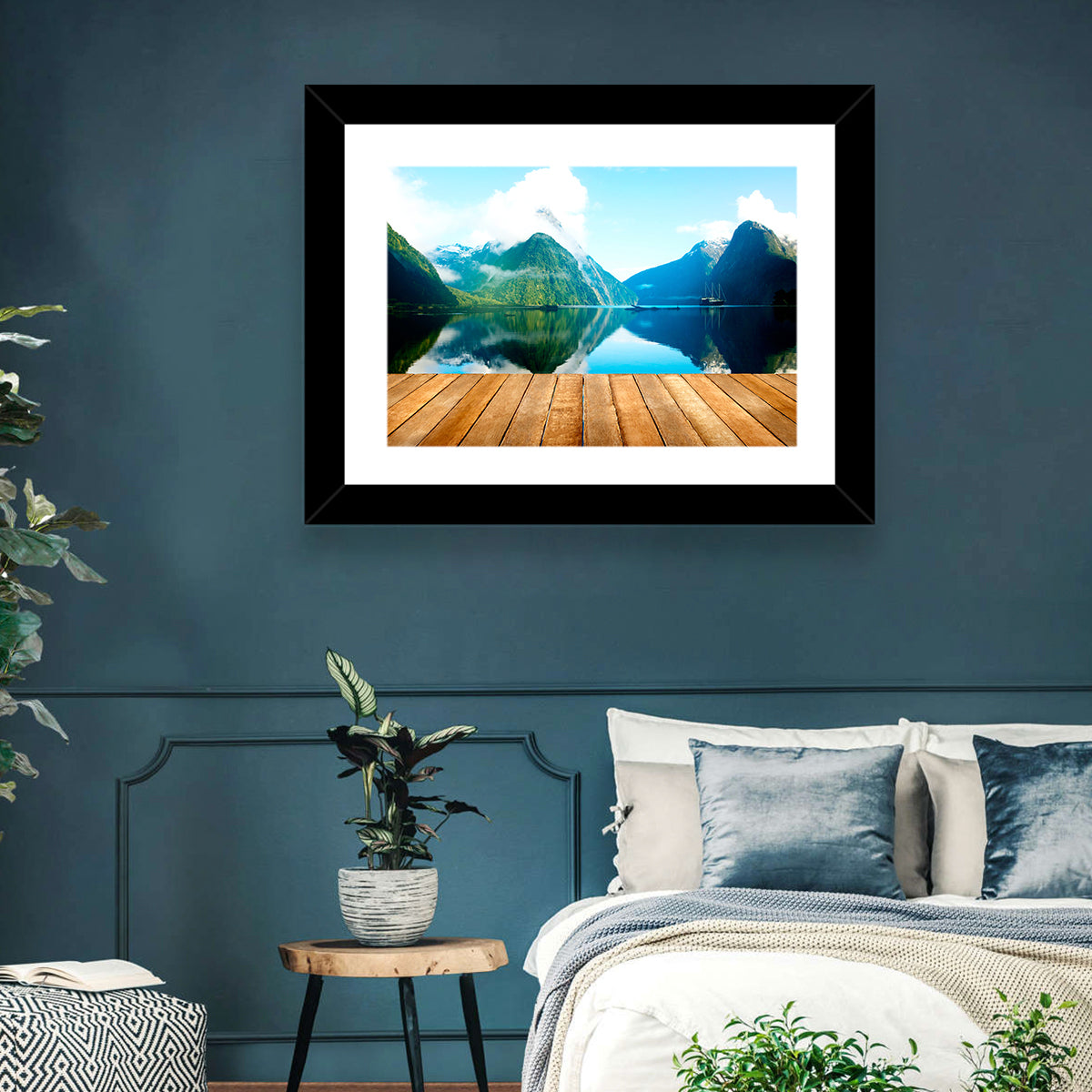 Mitre Peak at Milford Sound Wall Art in a room, landscape