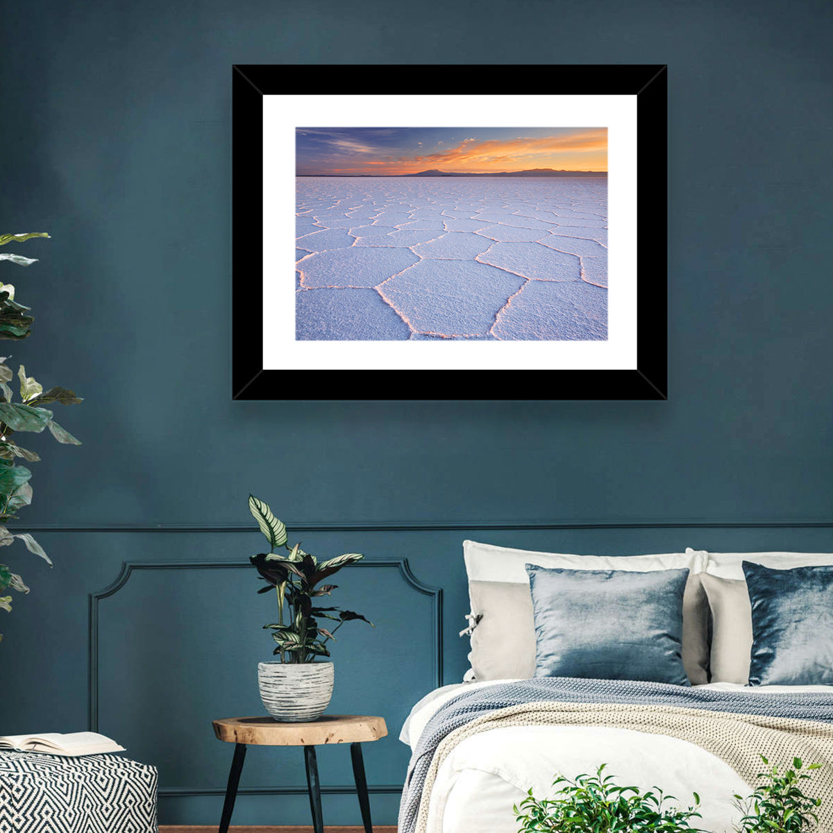 Salar De Uyuni Sunrise Wall Art in a room, landscape