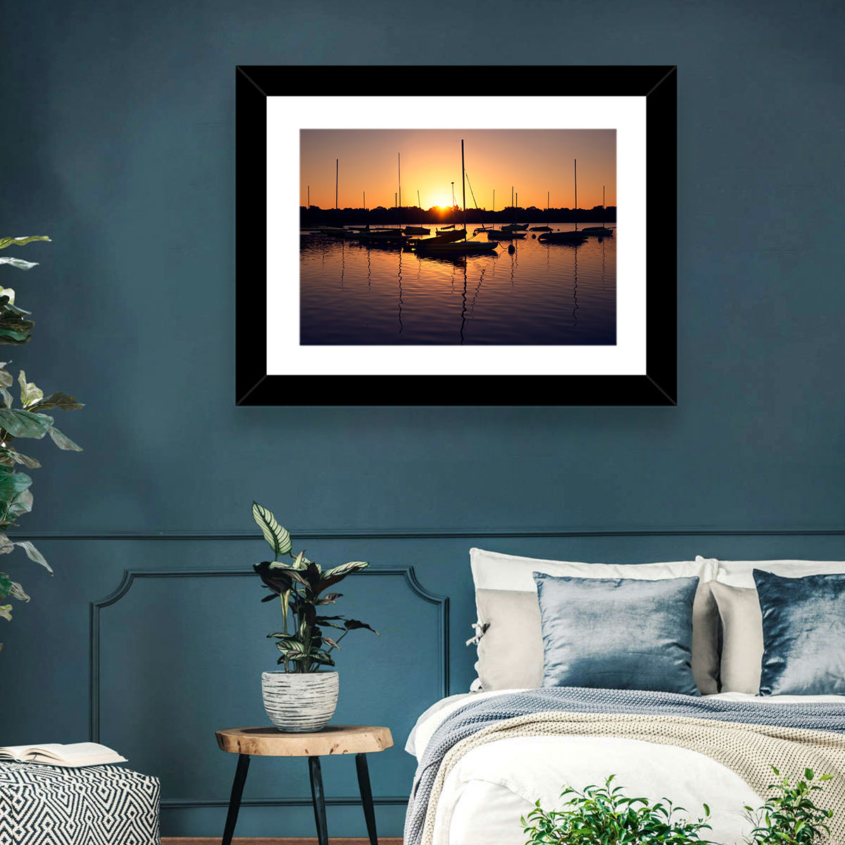 Lake Harriet Golden Sunrise Wall Art in a room, landscape