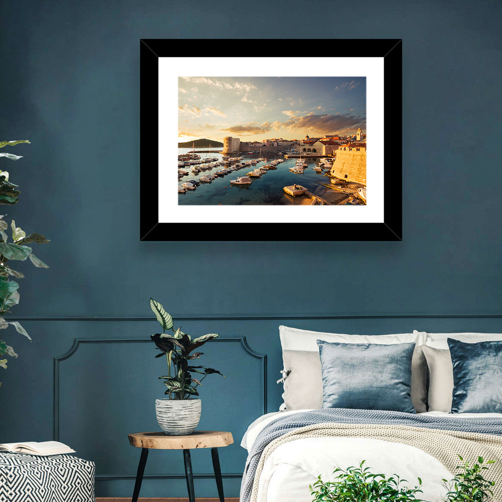 Dubrovnik Old Port at Golden Hour Wall Art