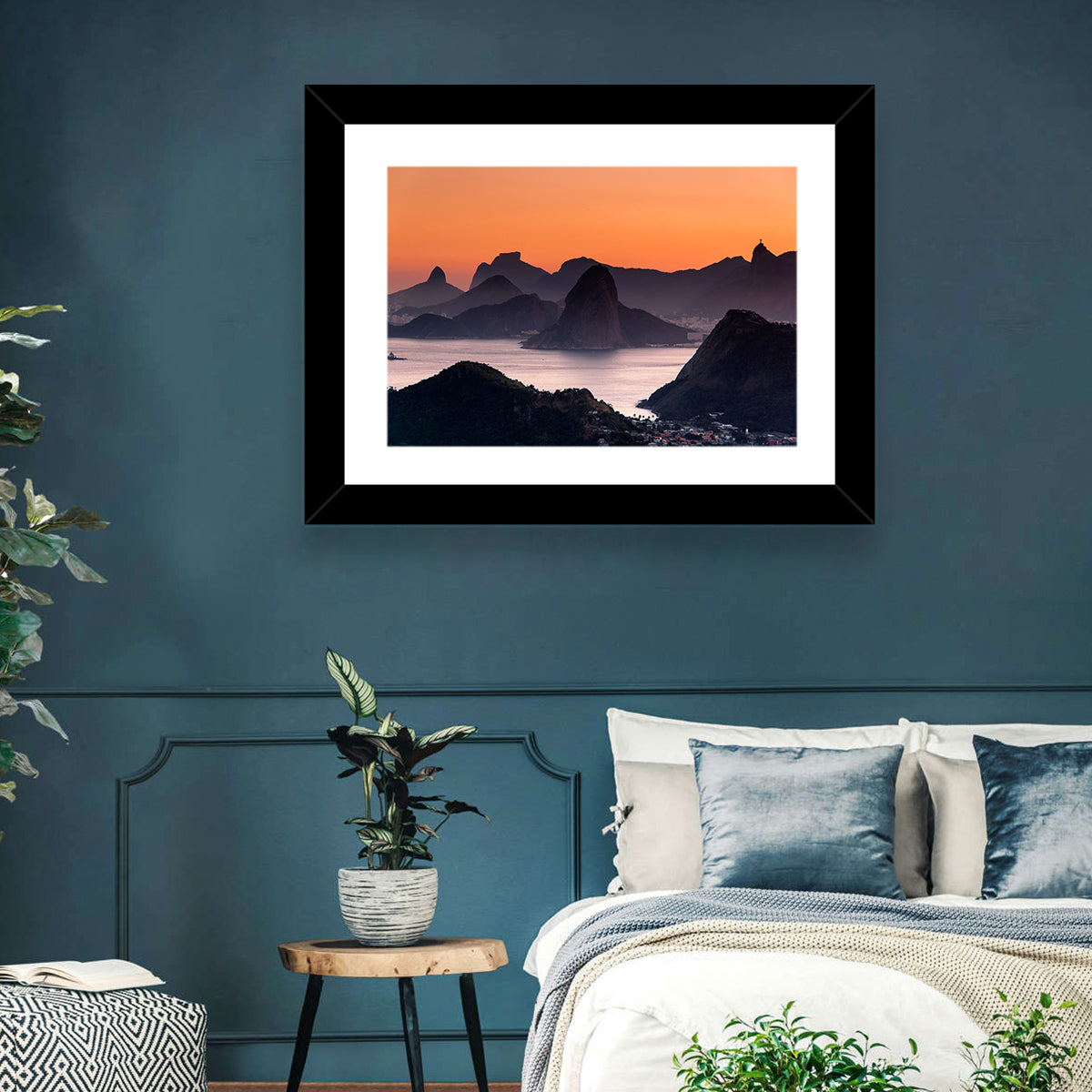 Sugarloaf and Corcovado at Sunset Wall Art in a room, landscape