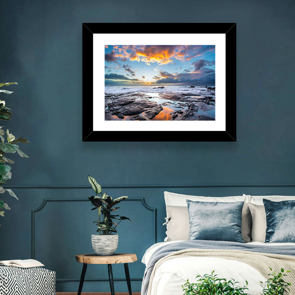 Sunset Over Volcanic Shore Wall Art
