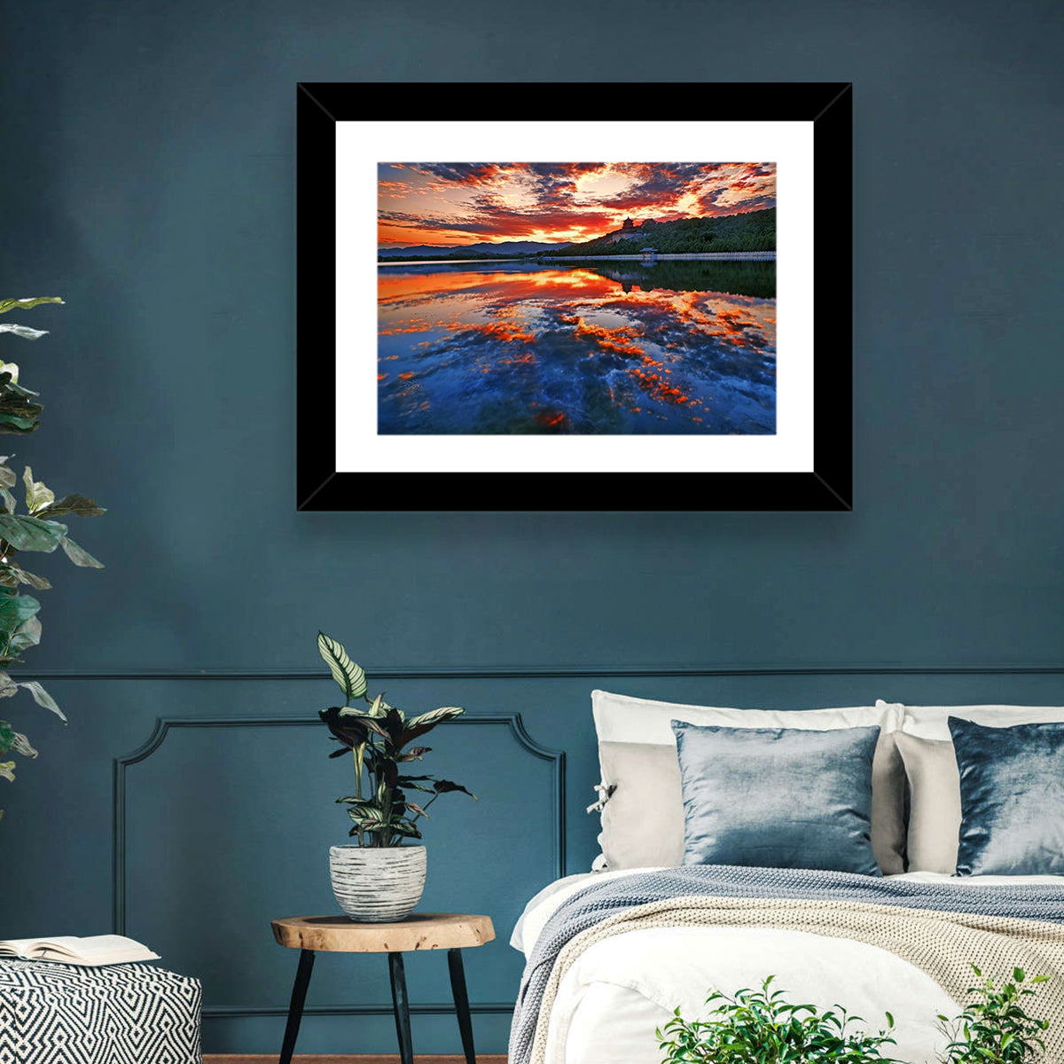 Kunming Lake Sunset, Summer Palace Wall Art in a room, landscape