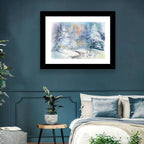 Winding Winter Stream Watercolor Wall Art