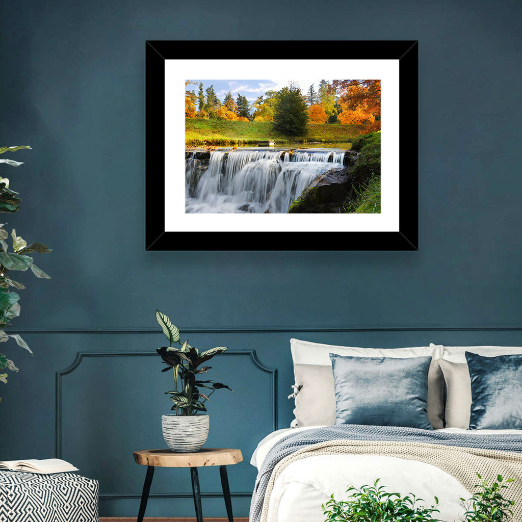 Autumn Forest Waterfall Wall Art