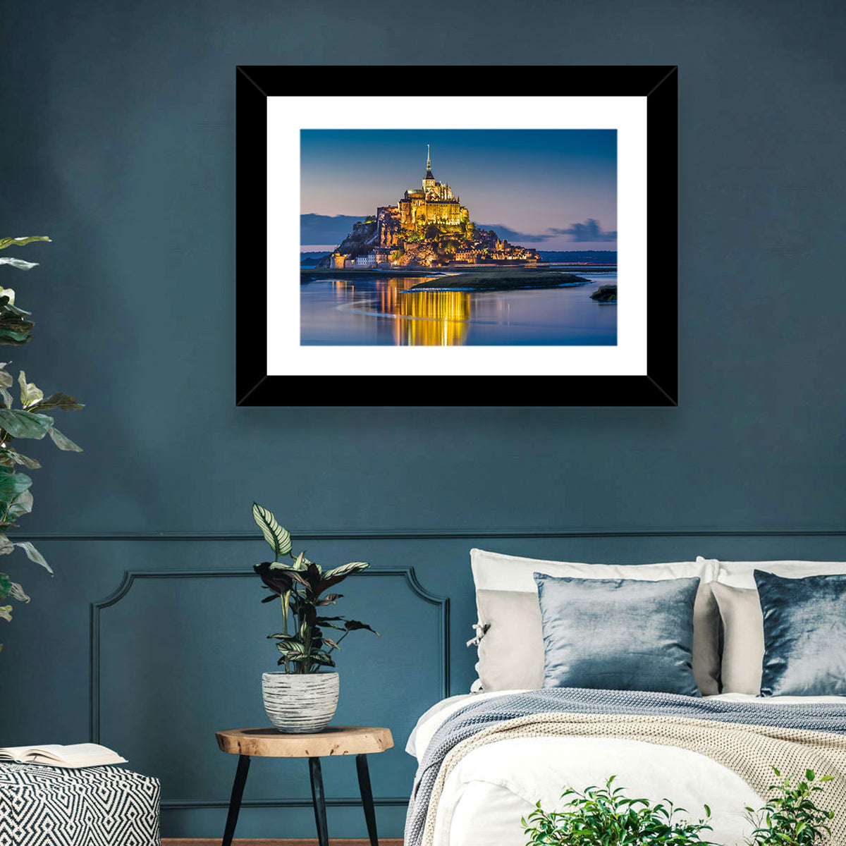 Mont Saint-michel at Dusk Wall Art in a room, landscape