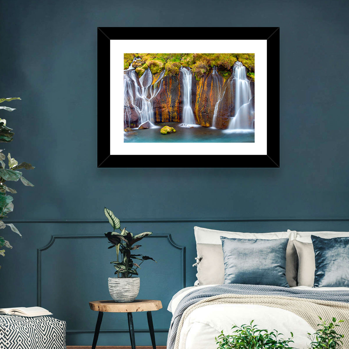 Hraunfossar Falls Wall Art in a room, landscape