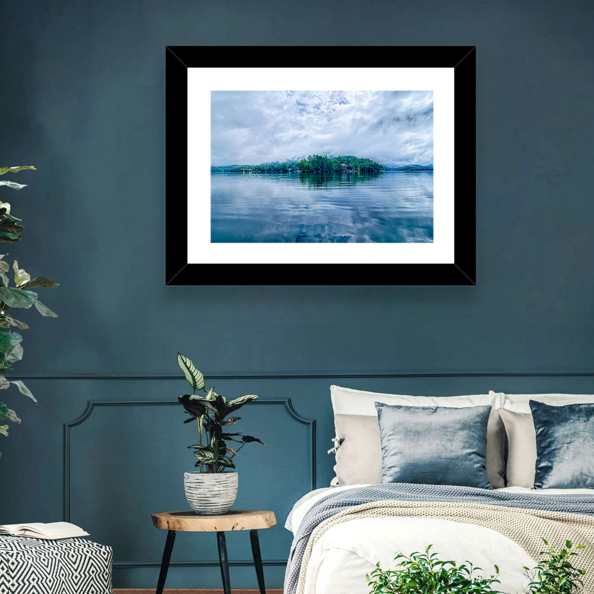 Lake Santeetlah Reflection Wall Art in a room, landscape