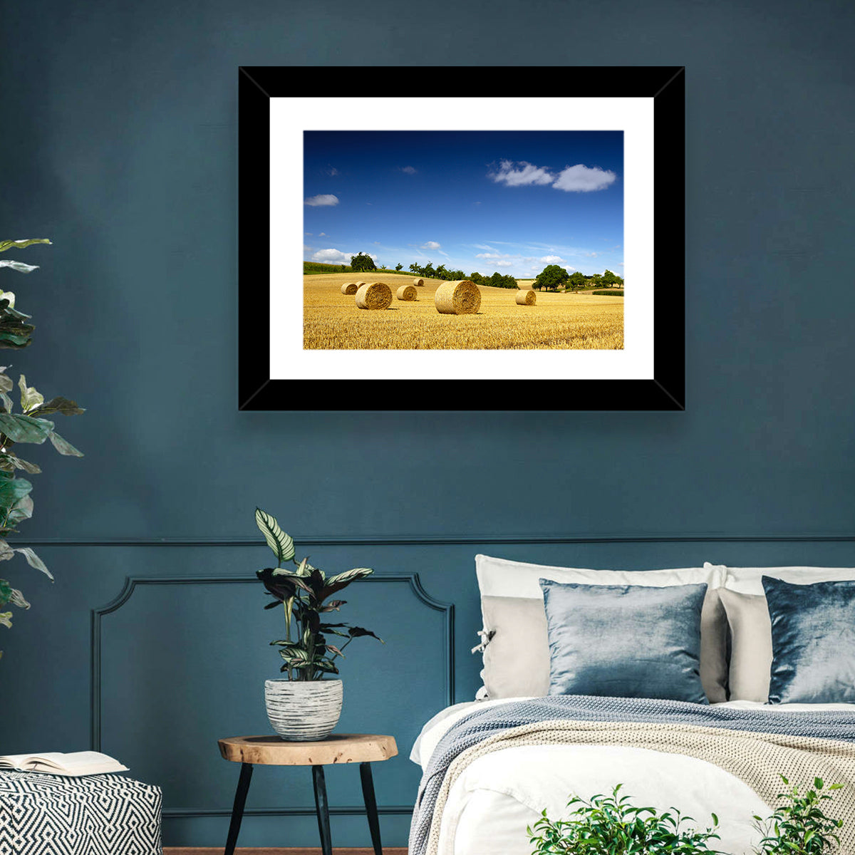 Late Summer Straw Bales Wall Art in a room, landscape