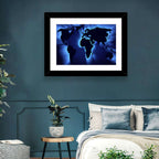 Glowing Digital World Map Wall Art
