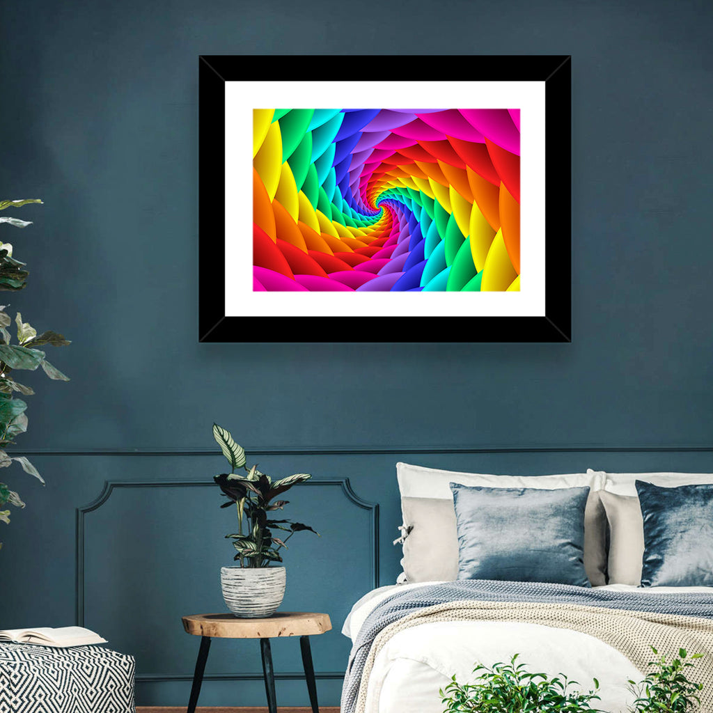 Rainbow Spiral Vortex Tunnel Wall Art