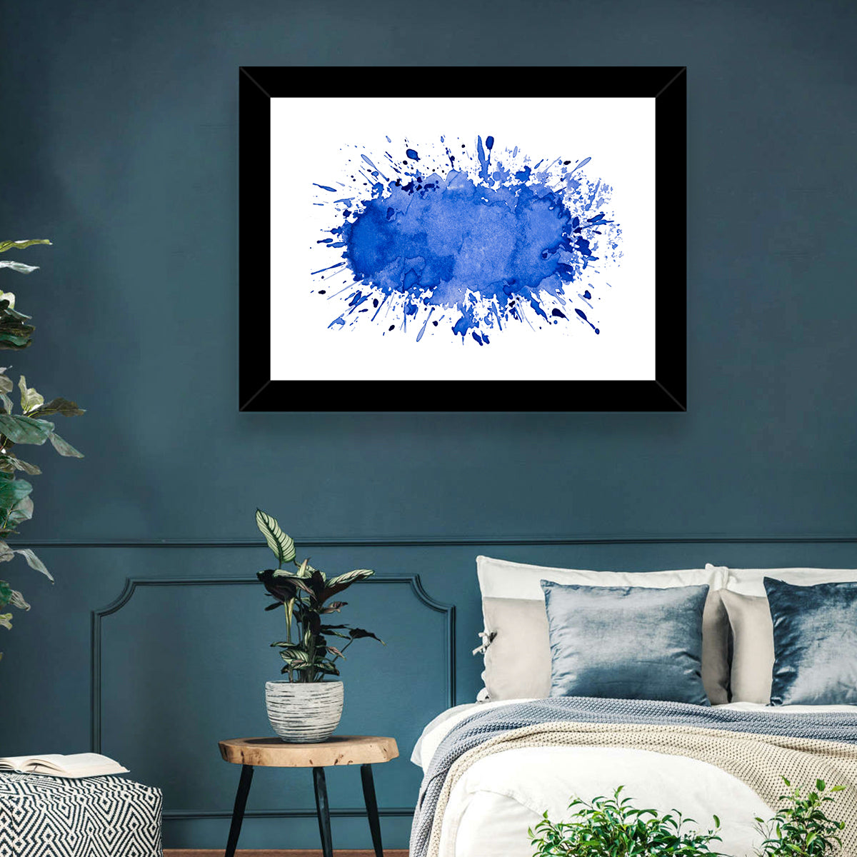 Blue Color Splash Wall Art