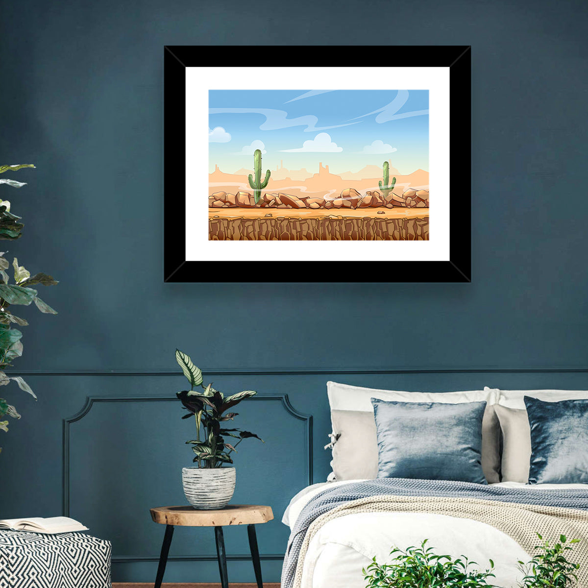 Digital Desertscape Wall Art in a room, landscape