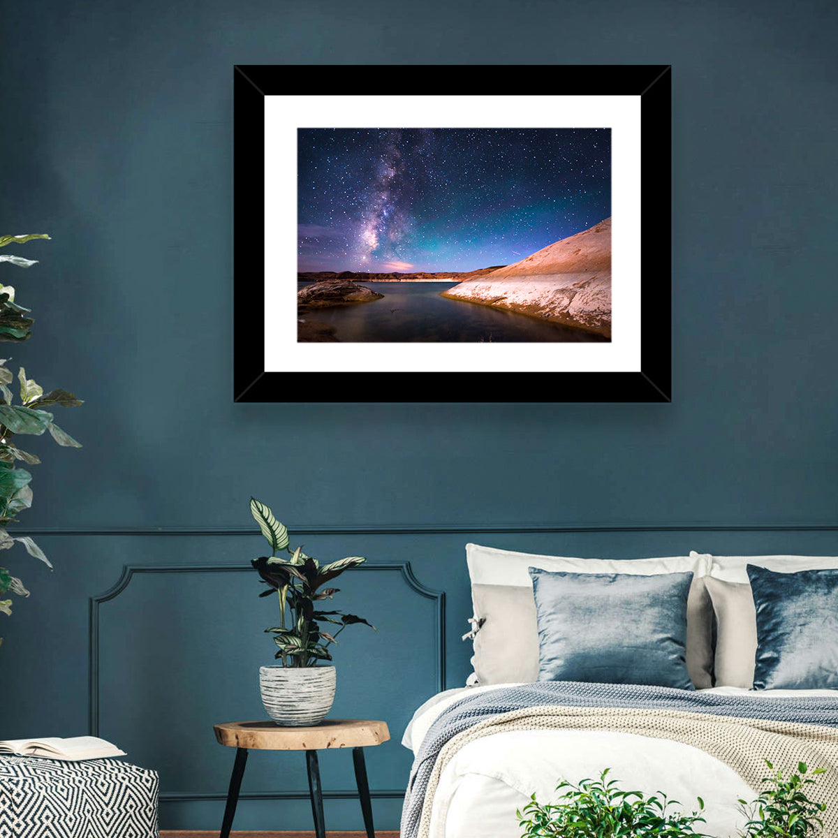 Lake Powell Night Sky Wall Art in a room, landscape