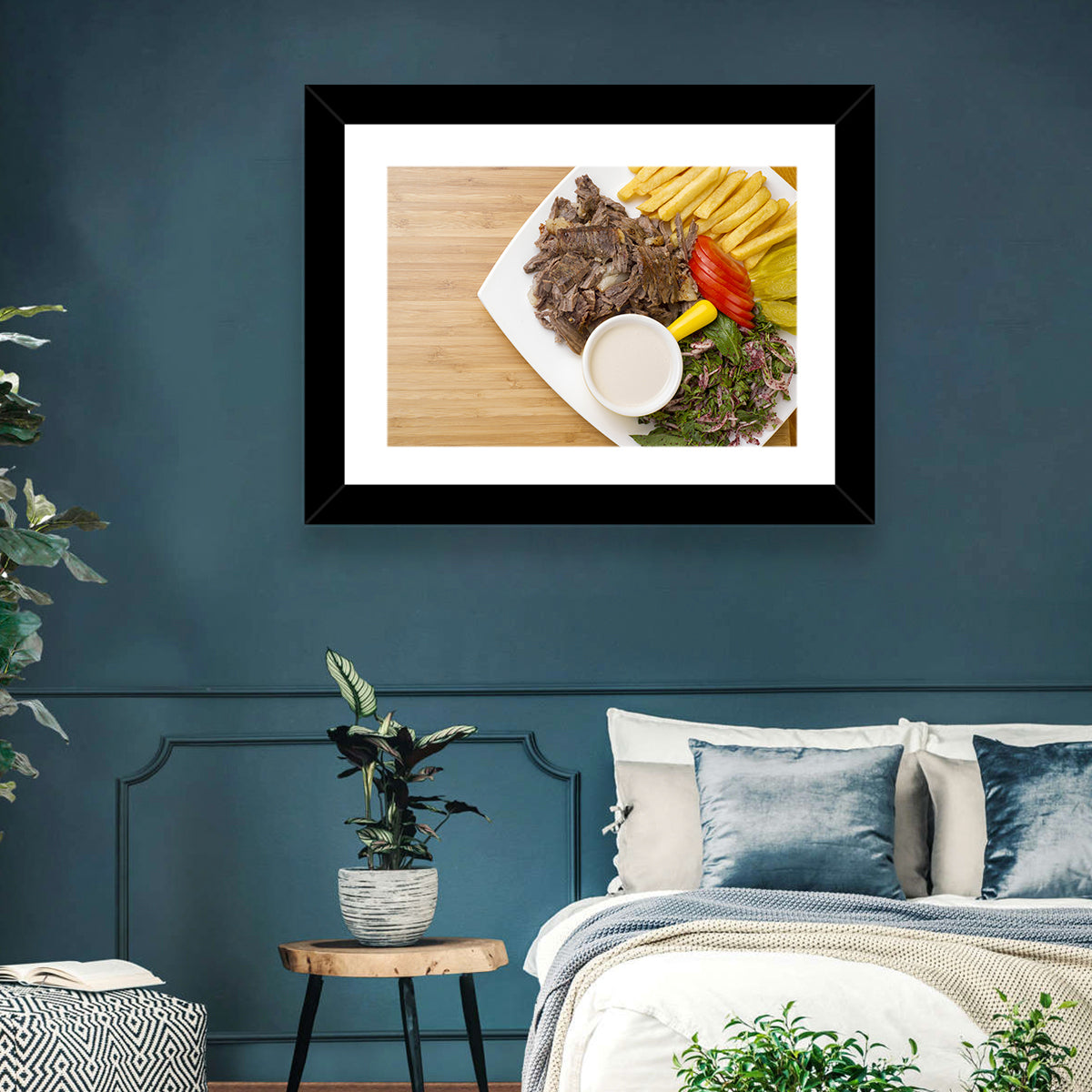 Shawarma and Fries Flat Lay Wall Art in a room, landscape