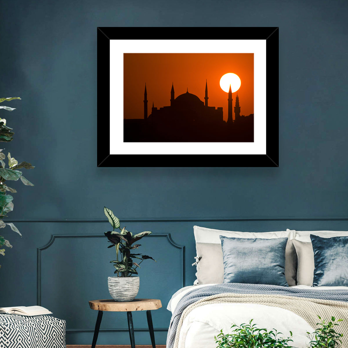 Hagia Sophia Silhouette at Sunset Wall Art in a room, landscape