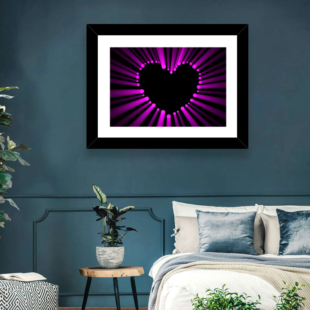 Glowing Heart Wall Art in a room, landscape