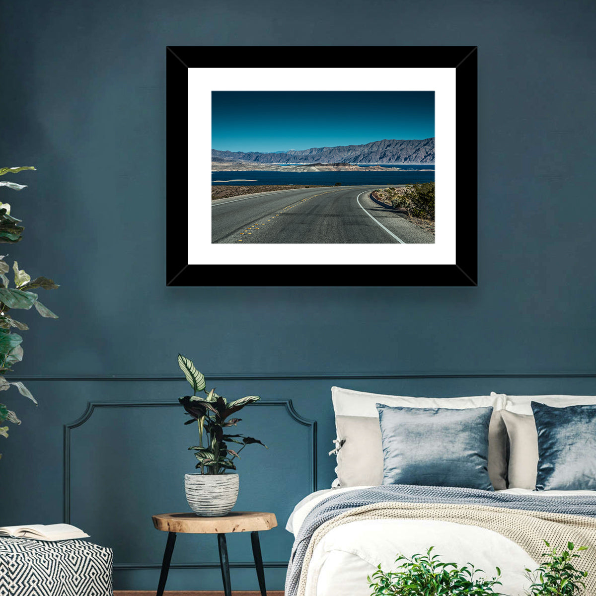 Lake Mead Curved Road Wall Art in a room, landscape