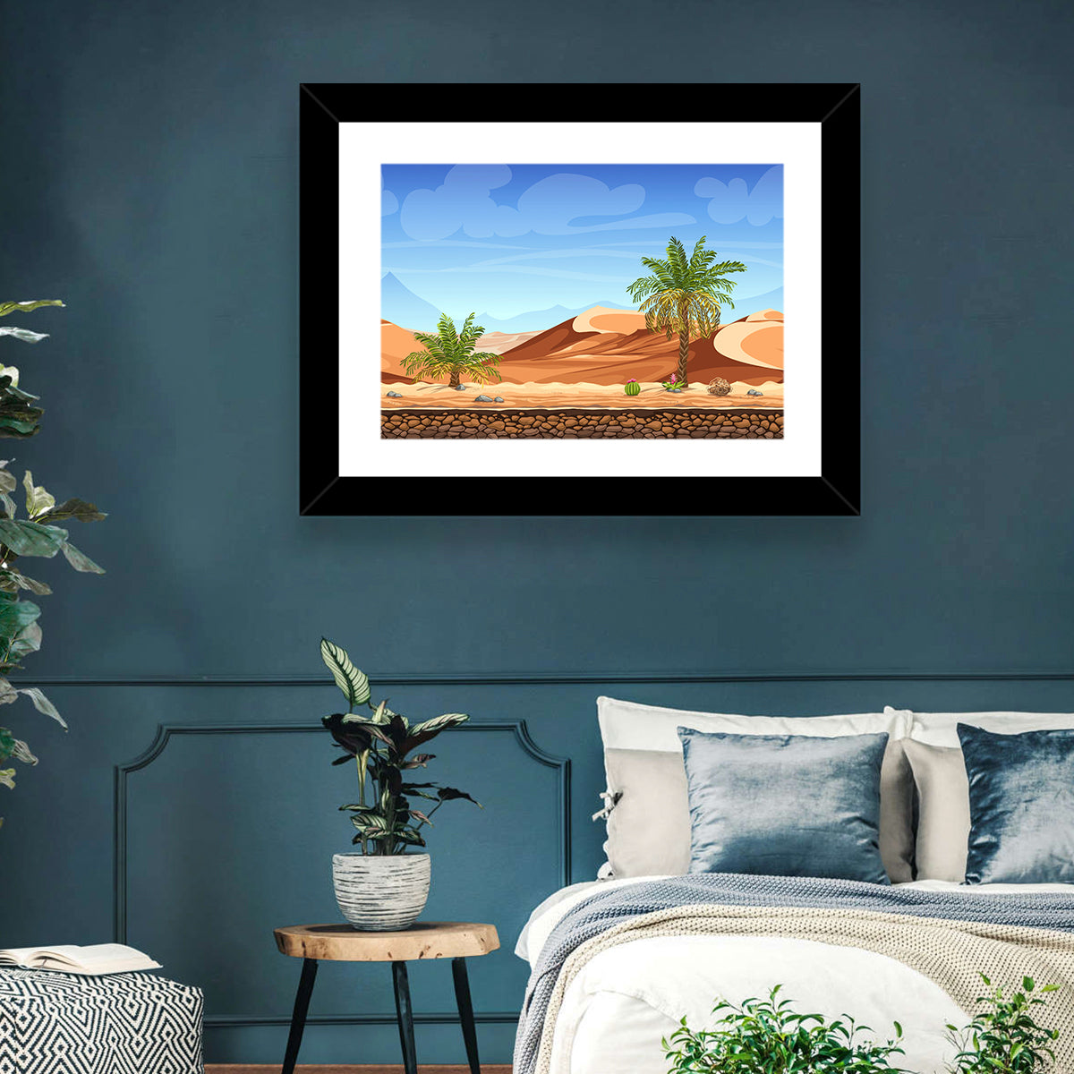 Digital Desertscape Wall Art in a room, landscape