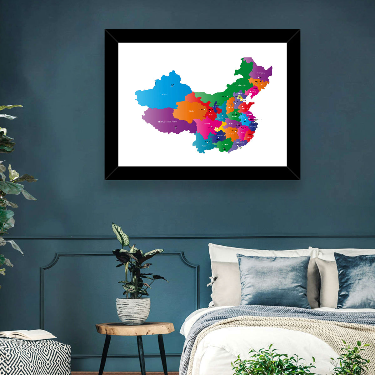 Colorful China Provinces Map Wall Art