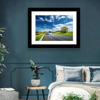 White Bus on Meadow Road Wall Art