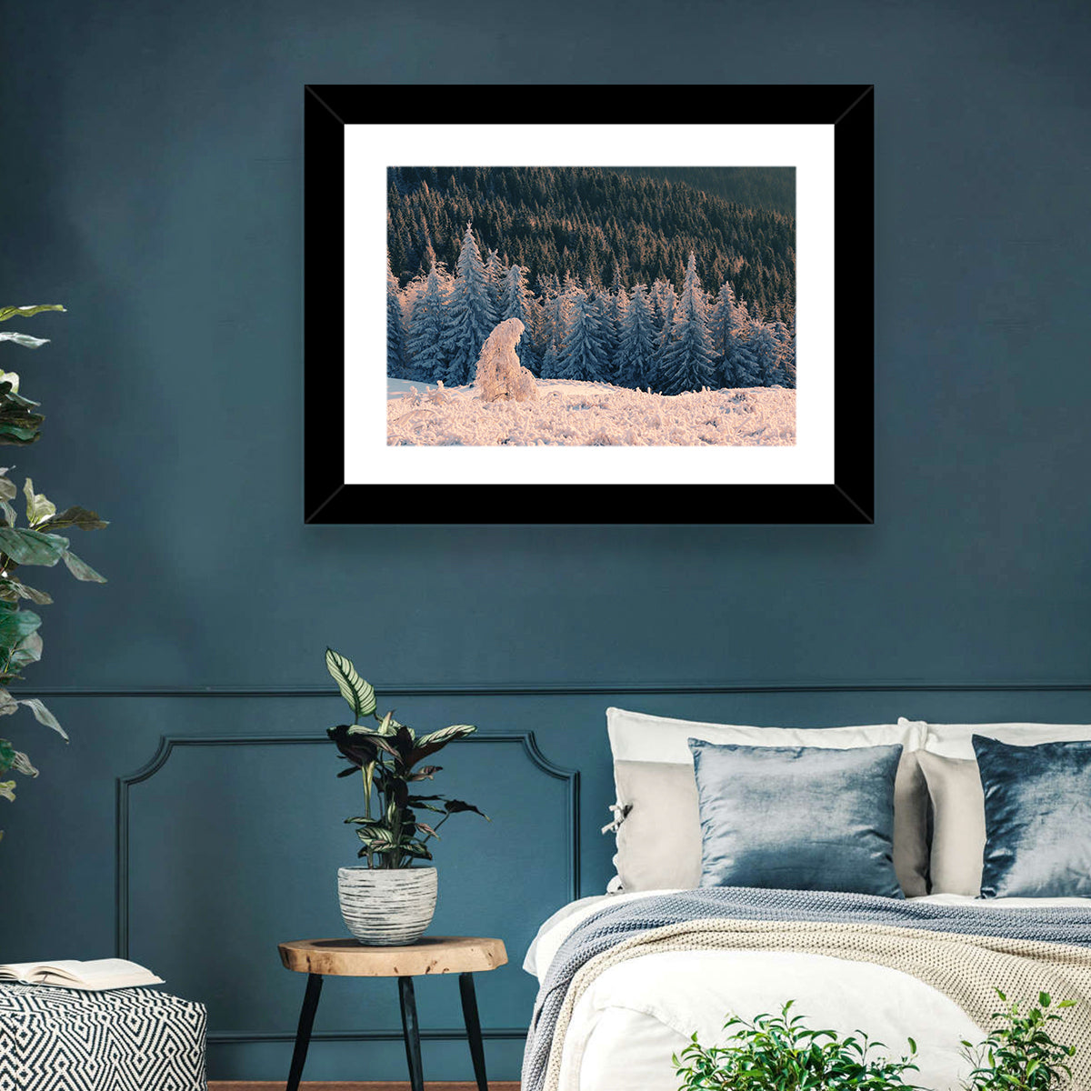 Carpathian Forest at Golden Hour Wall Art in a room, landscape