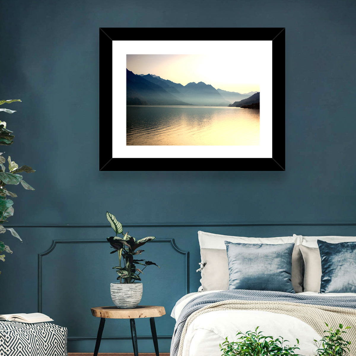 Lake Brienz Sunset Wall Art in a room, landscape