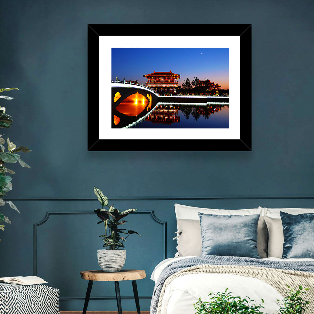 Tang Paradise Nightscape Wall Art in a room, landscape