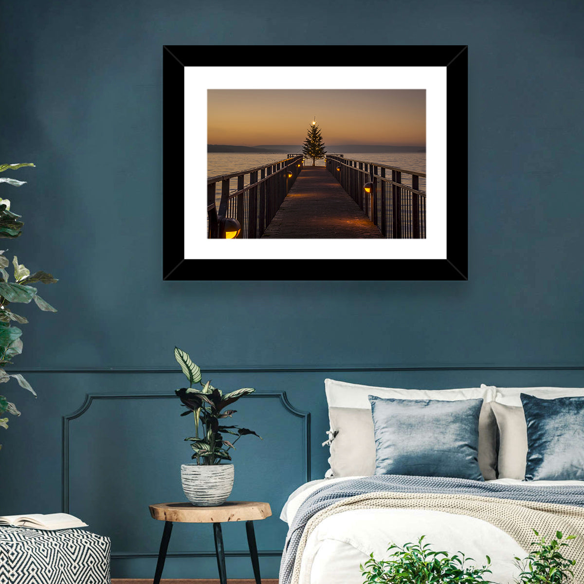 Skaneateles Lake Pier Wall Art in a room, landscape