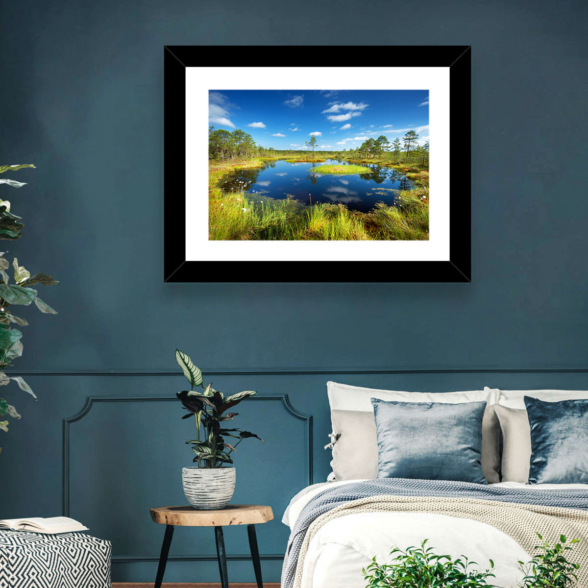 Viru Bogs Reflections Wall Art in a room, landscape
