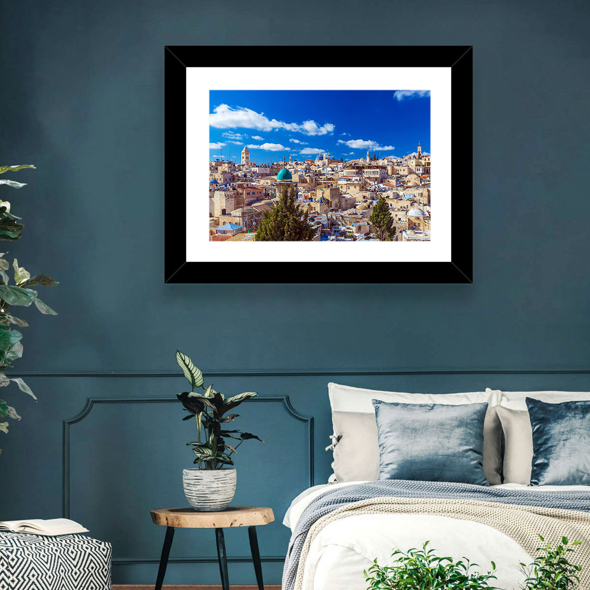 Jerusalem Old City Rooftops Wall Art in a room, landscape