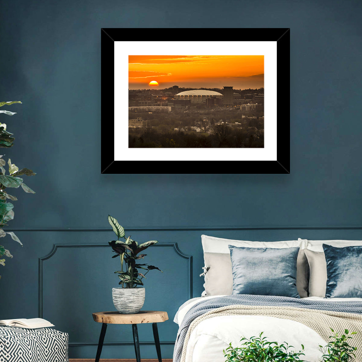 Syracuse University Hill Skyline Wall Art in a room, landscape
