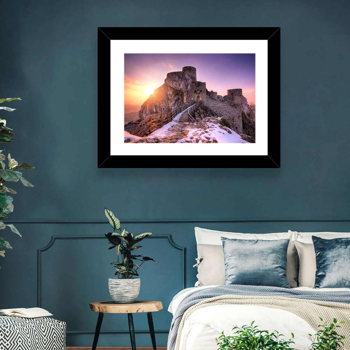 Ogrodzieniec Castle Ruins Wall Art in a room, landscape