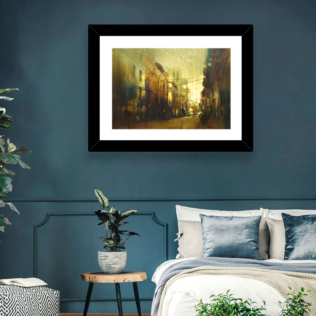 Golden Hour Urban Street Wall Art in a room, landscape
