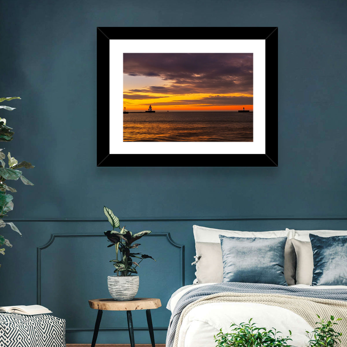Lake Erie Twin Beacons Wall Art in a room, landscape