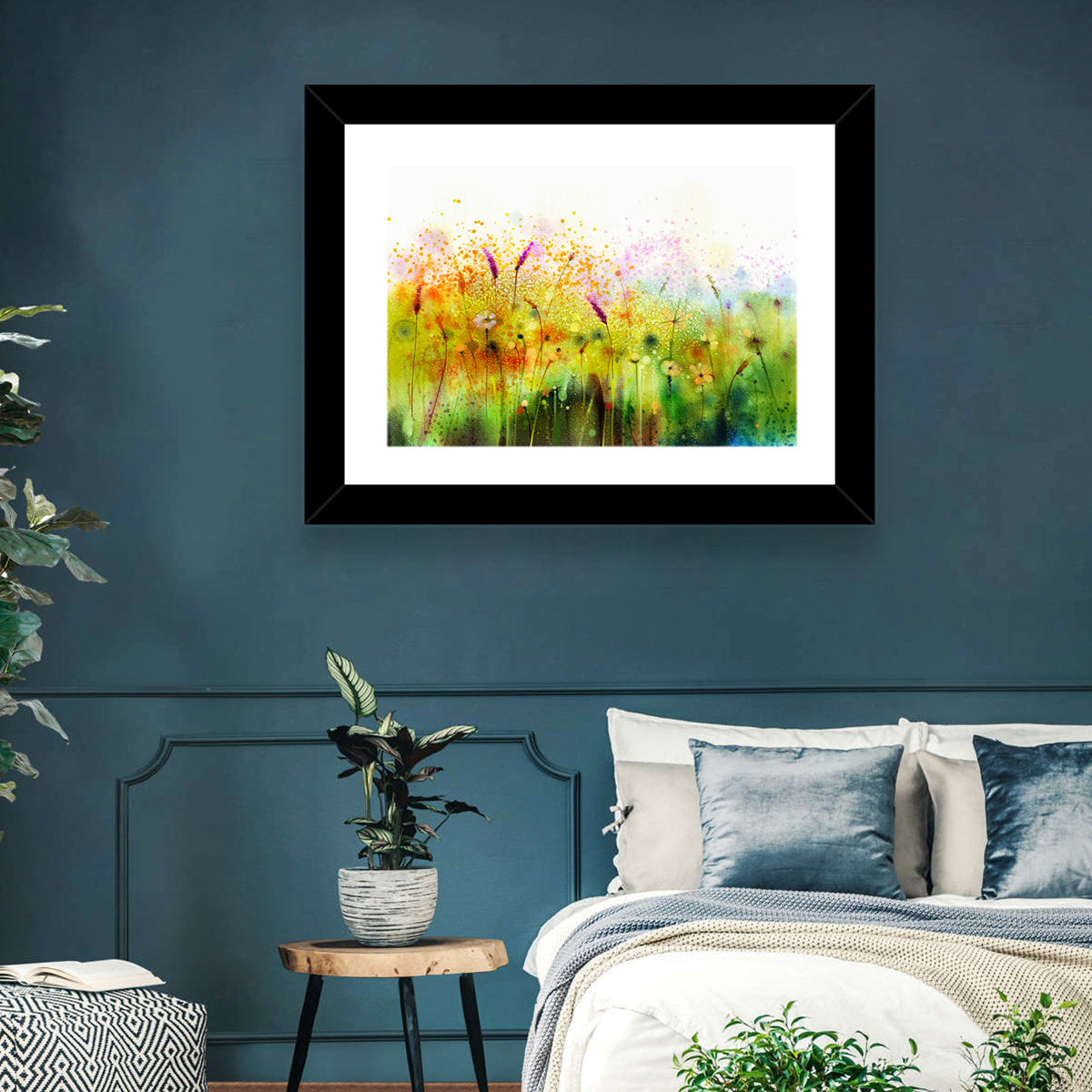 Cosmos Wildflowers Watercolor Wall Art