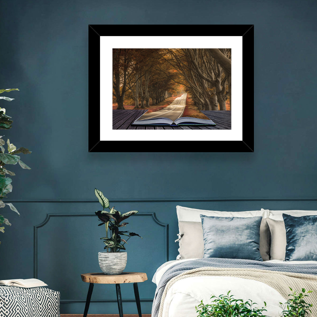 Surreal Book Pathway Wall Art in a room, landscape